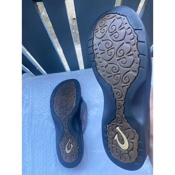 Olukai Women’s Metallic Gray Flip Flop Sz 9 US - Picture 7 of 9